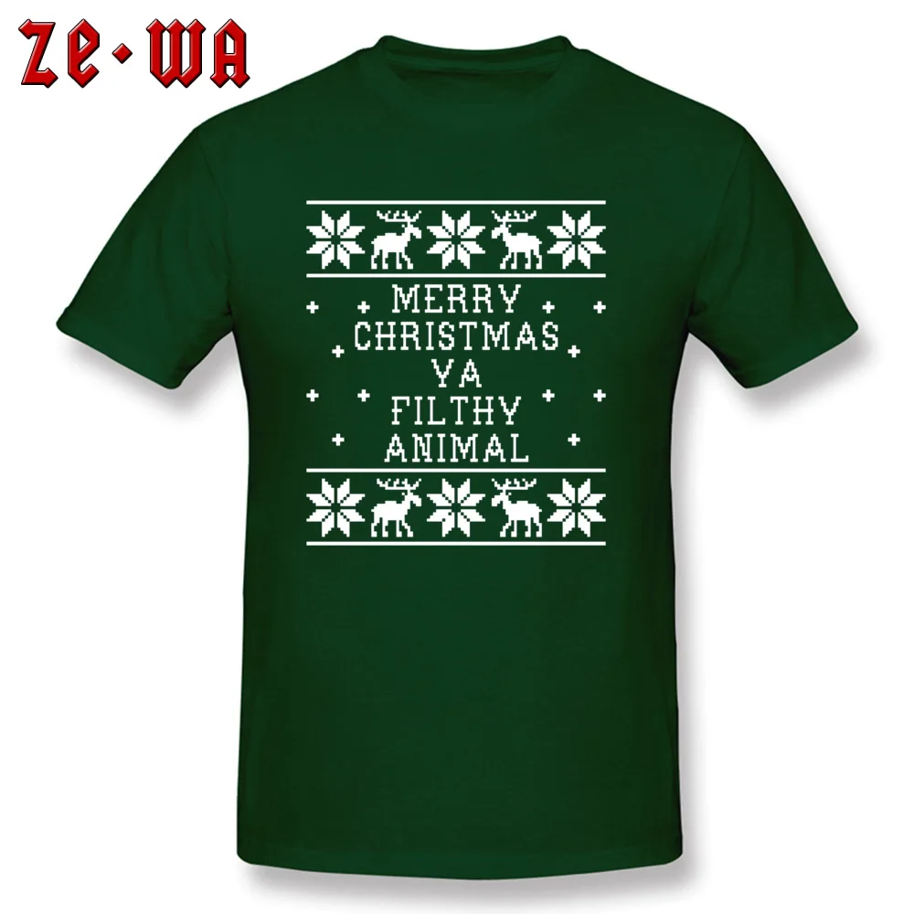 Discount Mens Tops & Tees Normal Summer T-shirts 100% Cotton Short Sleeve Personalized Tops T Shirt O-Neck Drop Shipping Merry Christmas Ya Filthy Animal -367 dark