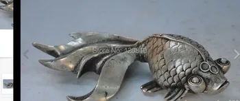 

zhmeru006@++Japanese fengshui silver copper goldfish fish animal lucky Auspicious art statue