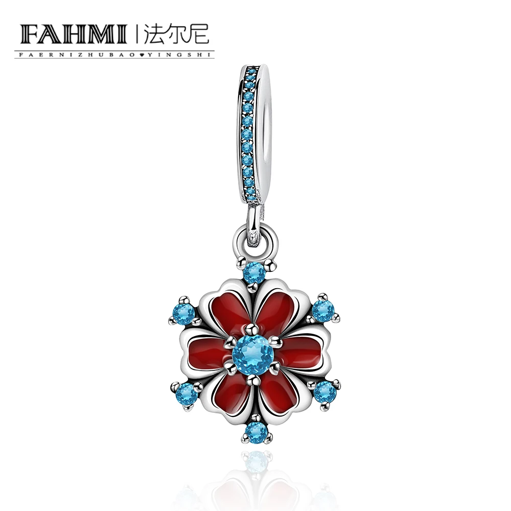 

FAHMI 100% 925 Sterling Silver Brand New Flashing Temperament Sapphire Dahlia Pendant Charm Original Charming Women Jewelry