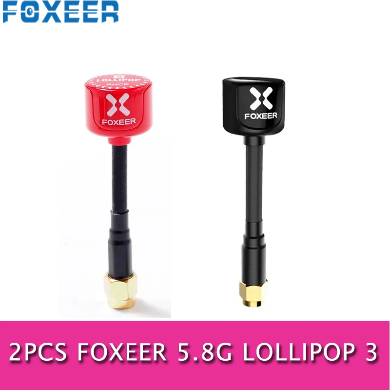 

2PCS/4PCS Foxeer 5.8G Lollipop 3 2.5DBi Mini FPV Antenna LHCP SMA Male for RC Drone RC Models Spare Part DIY Accs Black/Red