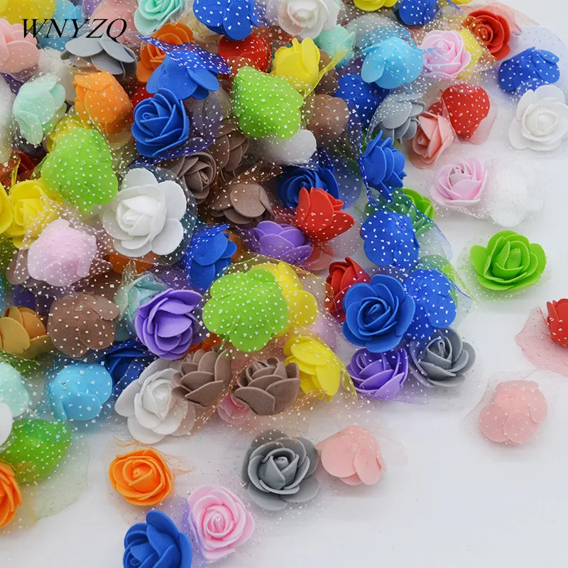 

50pcs/lot 3.5cm Mini PE Foam Rose Artificial Flowers Heads DIY Handmade Wreath for Wedding Home Decoration Supplies foam rose