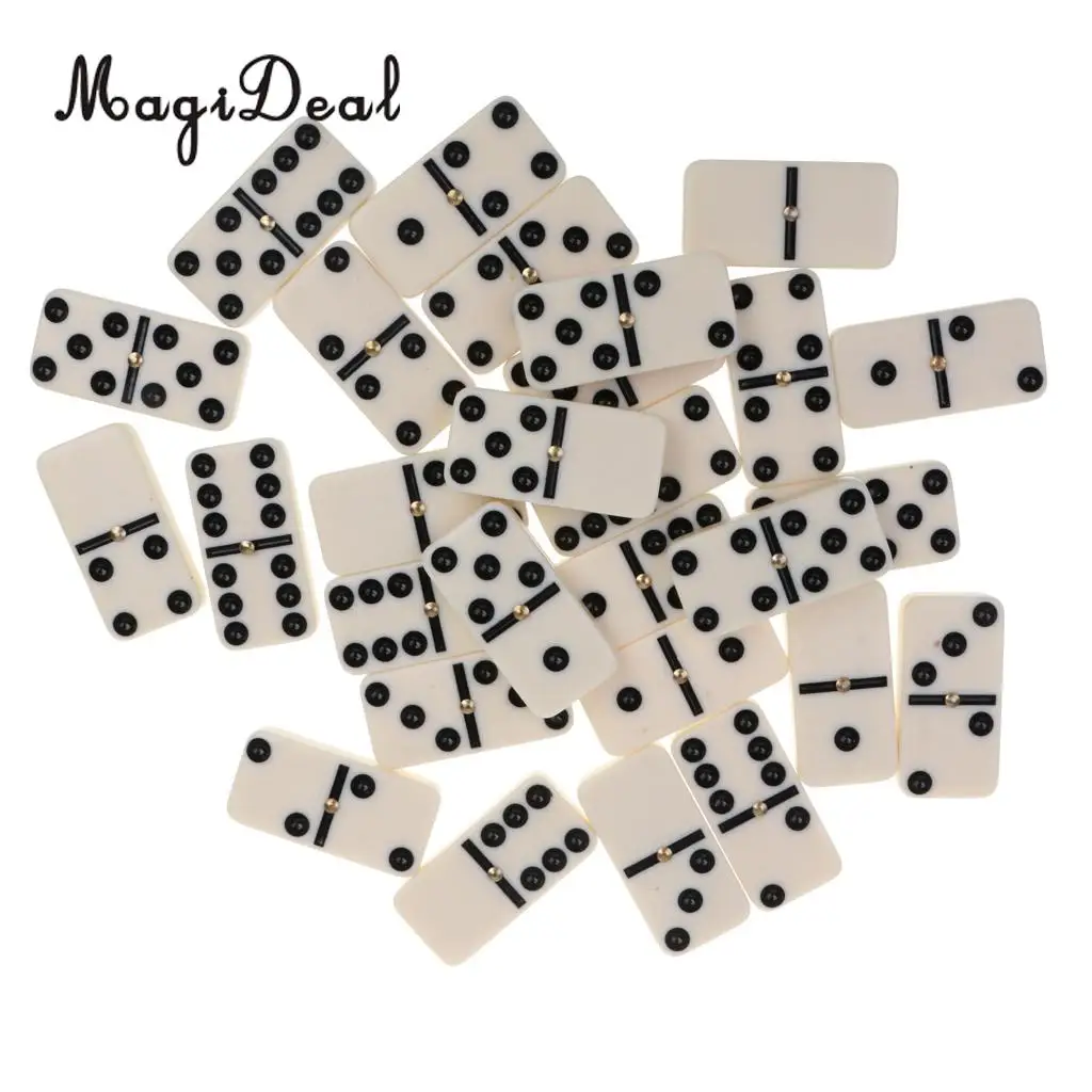MagiDeal 1Set Double Six Dominoes Traditional Board Travel Game Puzzle Toy Bamboo Box for Kids Adult Party Club Classic Gifts