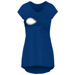 Женский конверт для младенца, топ с коротким рукавом, двухслойная блузка, футболка (синий)