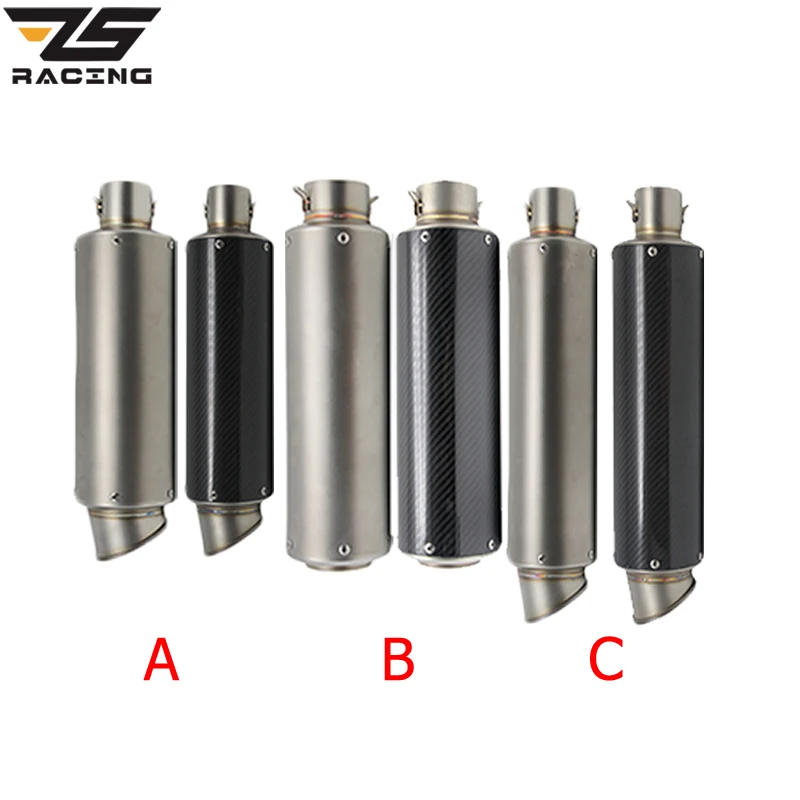 

ZS Racing 51mm Motorcycle stainless steel Exhaust Muffler SC Escape Exhaust Mufflers Exhaust Pipe For CBR650 YZF125 NINJA250