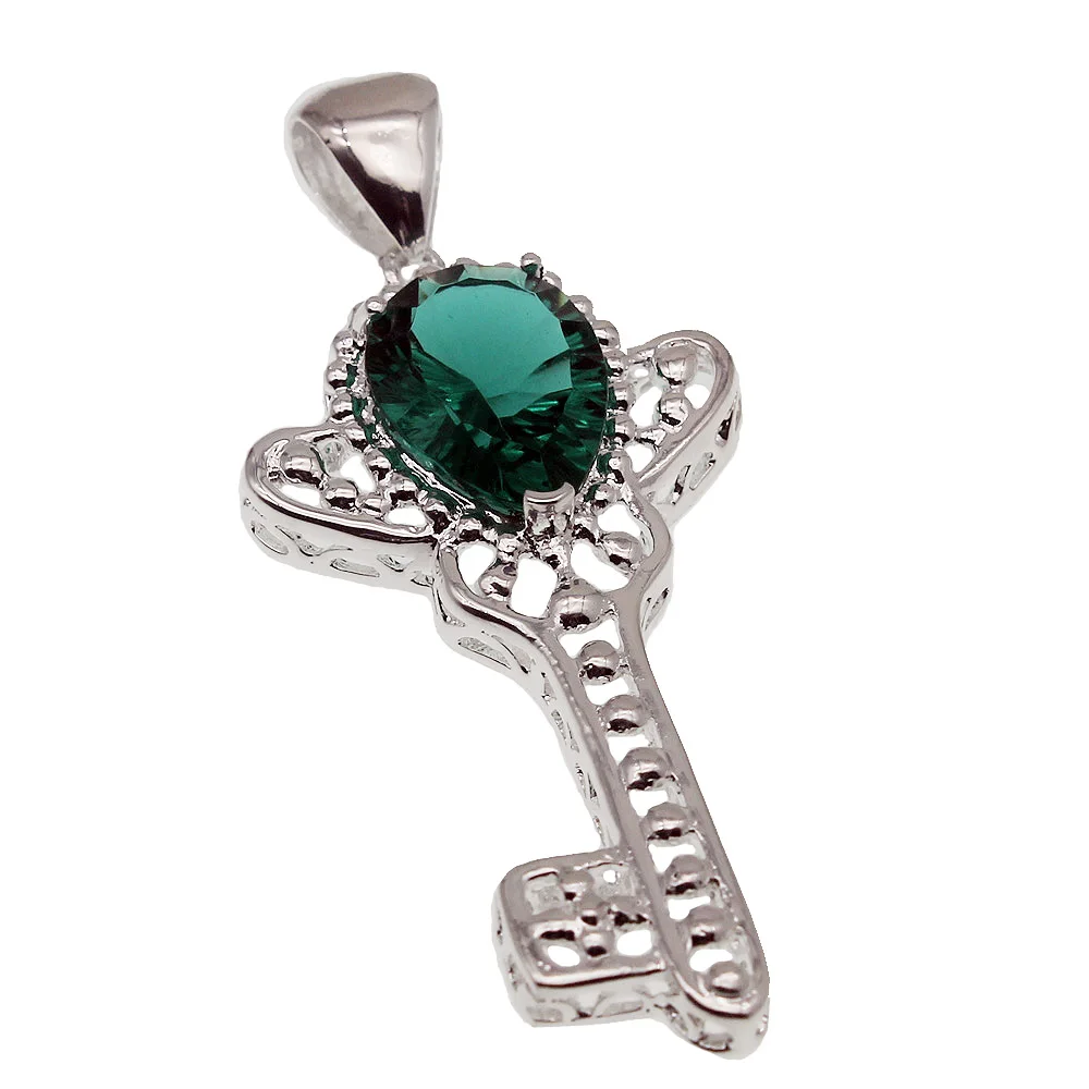 Multi Gems Key Design Mix Color Topaz925 Sterling Silver Necklace