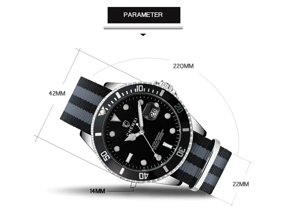 CHENXI мужские модные часы с нейлоновым ремешком лучший бренд Роскошные наручные часы для мужчин кварцевые часы водонепроницаемые Relogio Masculino