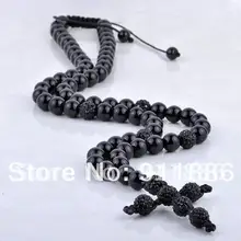Лучшие продажи, мода крест ожерелье в стиле «макраме» оптом, Шарм Черный CZ Кристалл Христианский крест Молитвенные Четки