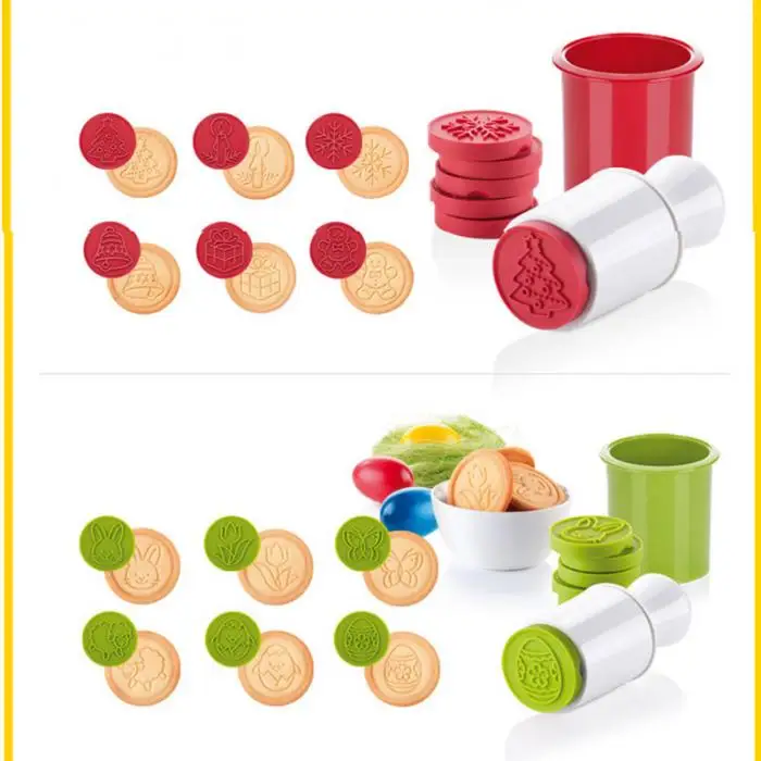 6pcs/set Christmas Tree Cookie Cutter Mold 3D Cartoon Stamps Pastry Biscuit Fondant Baking Tools DTT88