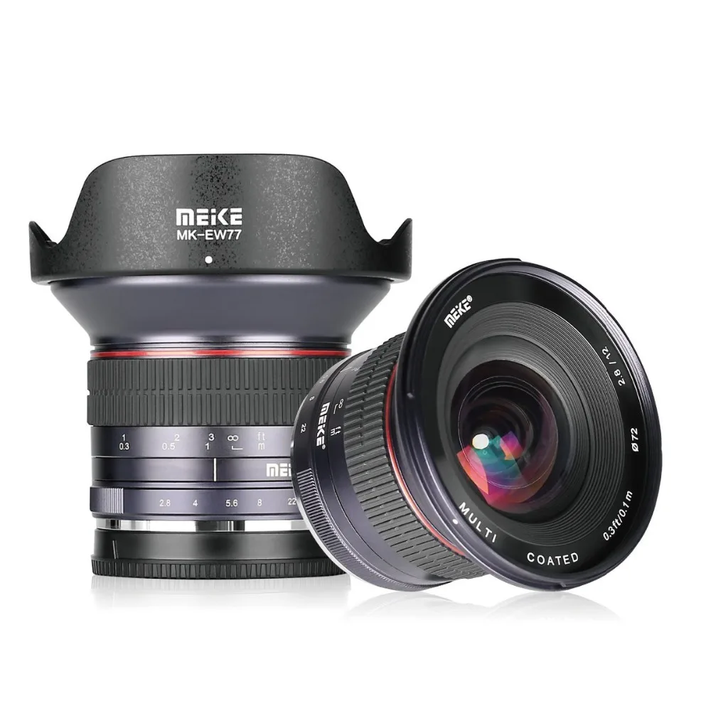 Meike 12 мм f/2,8 Ультра широкоугольный фиксированный объектив со съемной блендой для камер Olympus/Panasonic M4/3