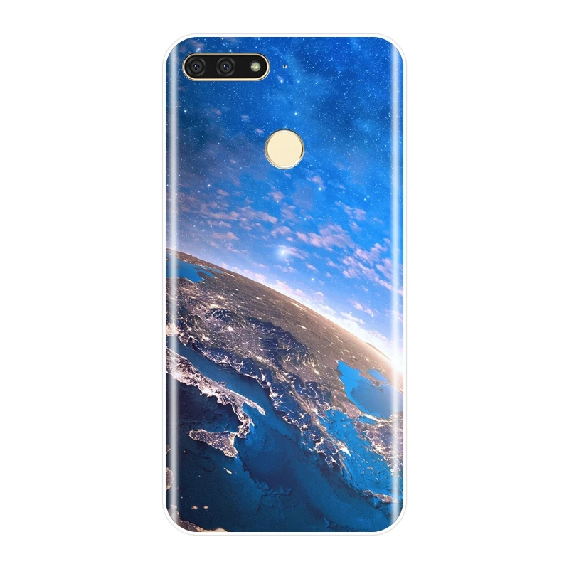 Чехол для телефона Space Earth Blue huawei Y5 Y6 Y7 Prime 2017 2018 Y9 2019 Мягкая силиконовая задняя