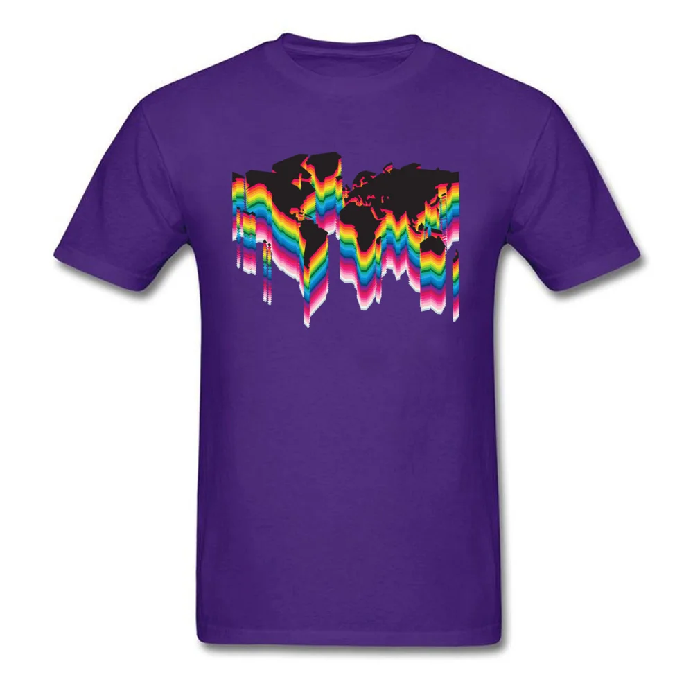 Printing One World Many Colors Crew Neck T Shirts Father Day Tops Tees Short Sleeve for Men Faddish 100% Cotton Top T-shirts One World Many Colors purple