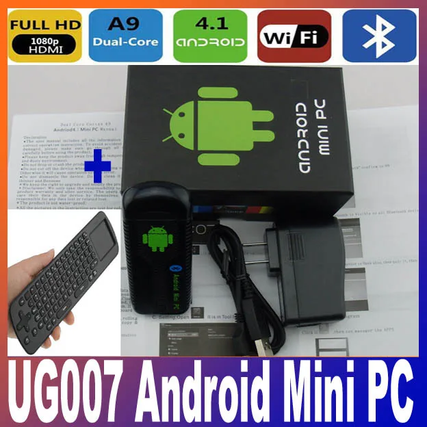 Ug007 Android 4.1 пк микро hdmi ключ RK3066 1.6 ГГц двухъядерный Bluetooth 2.1 WiFi 1 ГБ оперативной