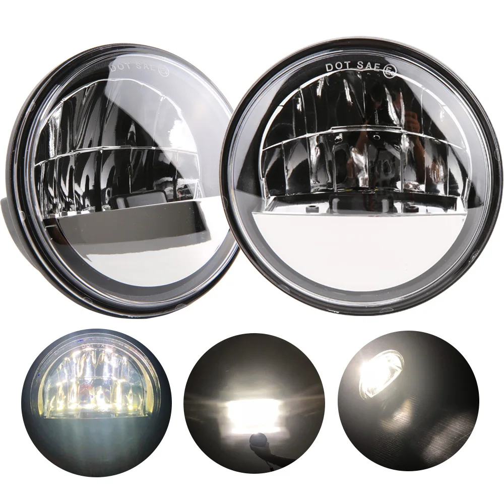 2018 newest Motorcycle Chrome Round 4.5Inch LED Fog Lights Replacement Bulb For Road King Passing Lamps angle eye |