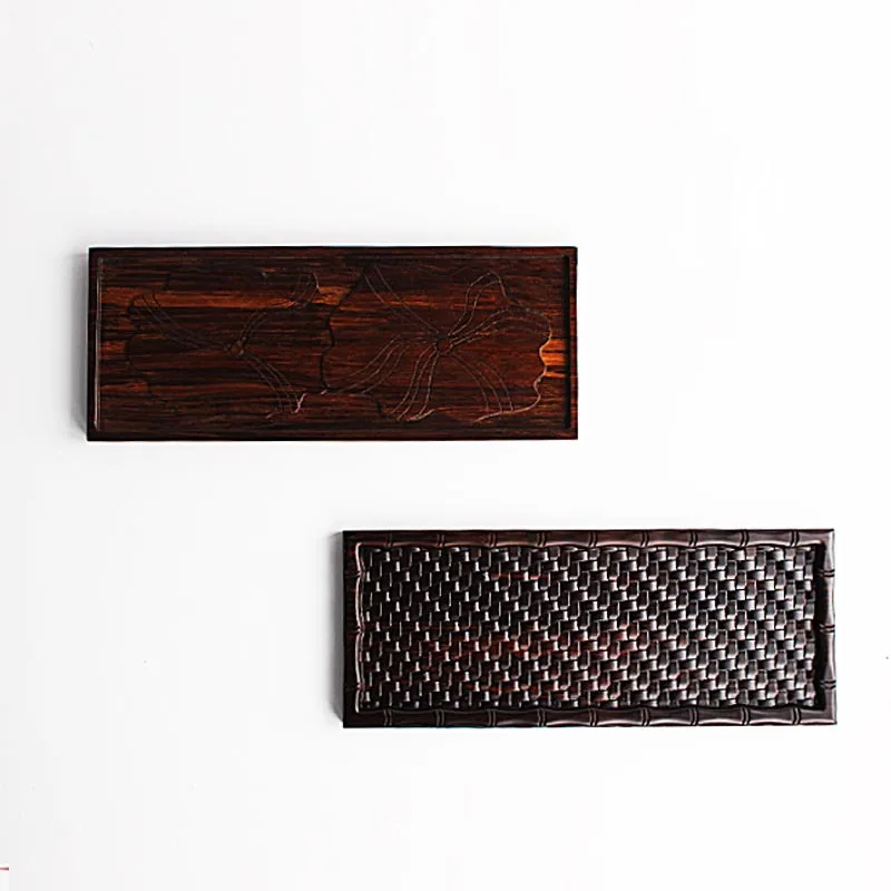 Vintage Japanese Rectangle Carve Solid Wood Kung Fu Tea Tray Teacup Teapot Holder Water Storage Table Plate Dish Saucer |