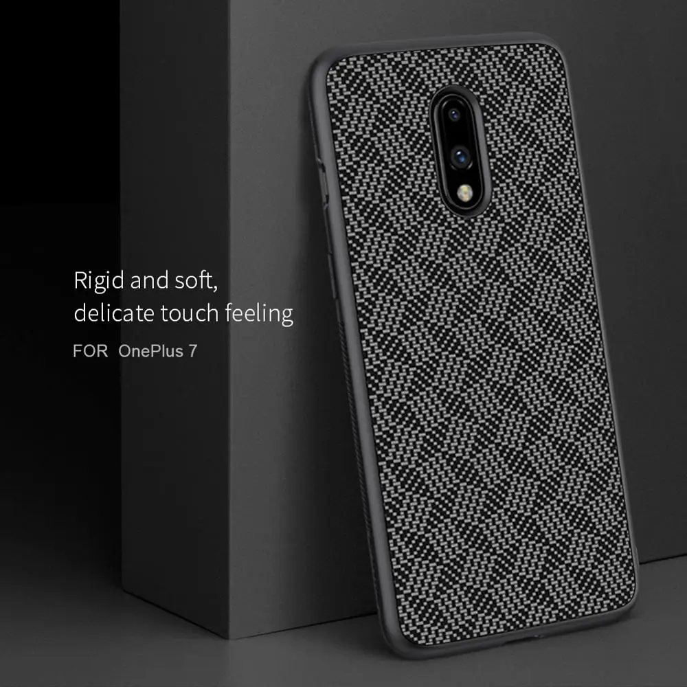 

10pcs/lot Wholesale NILLKIN Plaid Synthetic Fiber Phone Case For Oneplus 7/Oneplus 7 pro Carbon PP Plastic Back Cover