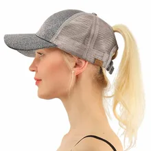 Блестками флуоресцентный Бейсбол Кепки открытой спиной хвостик Кепки Блеск Сетки Кепки новые модные дамы сетки Кепки козырек Hat для женщин