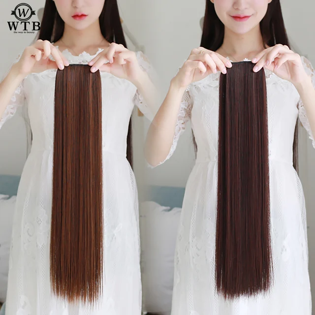 Special Offers WTB Heat Resistant 2 Clip Long Straight Hair Extensions 3 Sizes One Piece for Women Hair Extensions