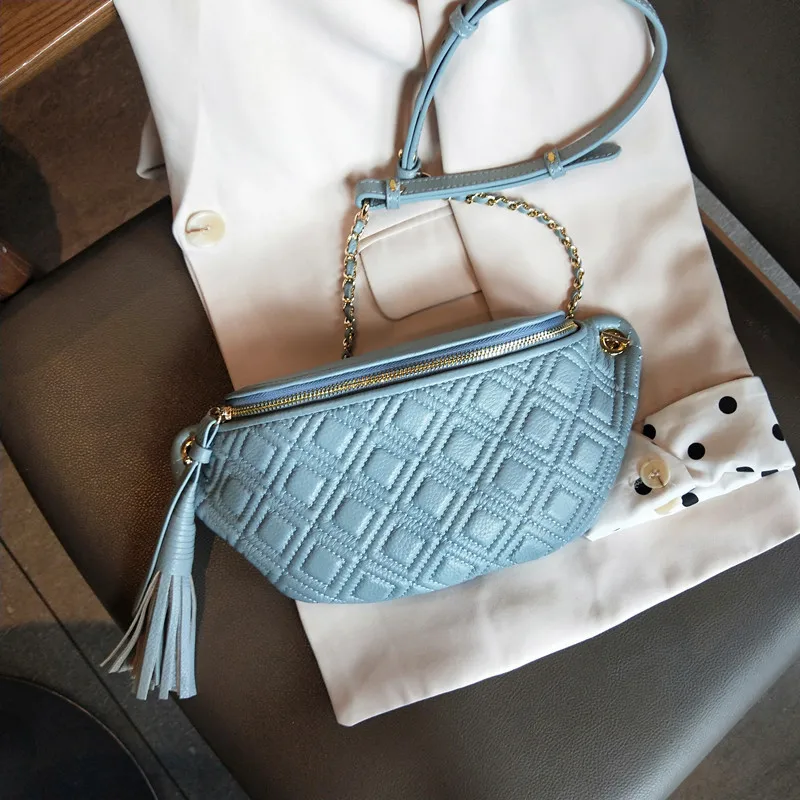 Fashion Tassel Waist Packs Genuine Leather Crossbody Bags For Women Chest Bag Luxury Handbags Women Bags Designer Ladies Purse