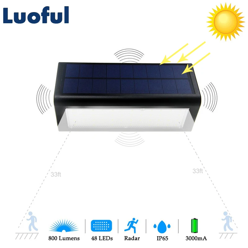 48 LED Radar Motion Sensor Solar Lamp Outdoor Garden Light Solar Panel Power Wall Lamp Path Patio Yard Street Security Lights 48 LED Radar Motion Sensor Solar Lamp Outdoor Garden Light Solar Panel Power Wall Lamp Path Patio Yard Street Security Lights
