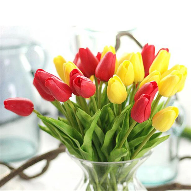 

1Pc Artificial Tulips fake Flowers fleur artificielles mini Tulip flores artificiales for Home Wedding decoration cheap Flower