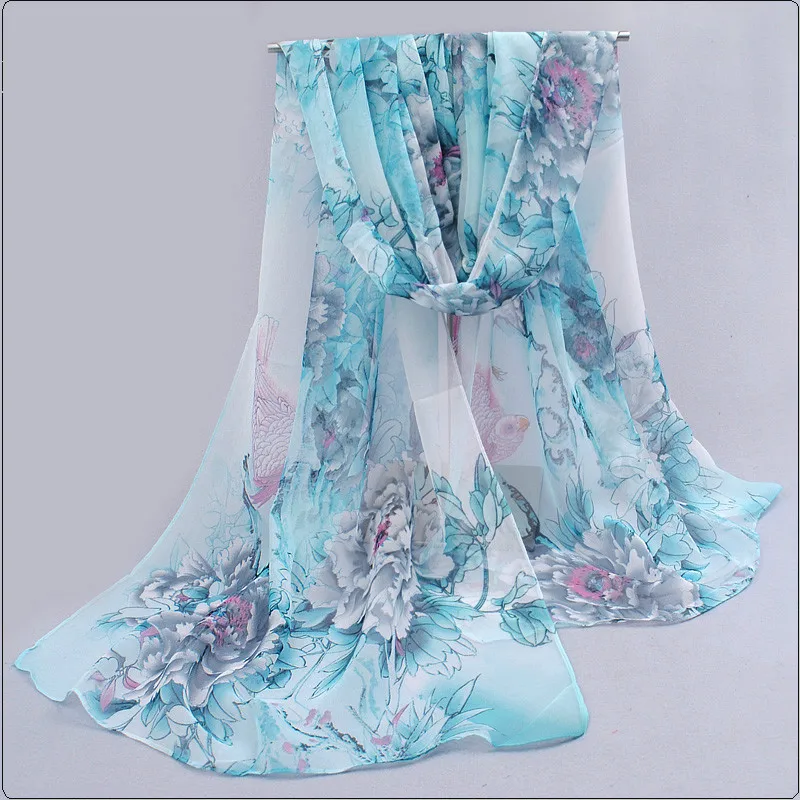 Шарфы с цветочным принтом для женщин шелковые шарфы длинные с цветочным принтом дизайн элегантные мягкие шали и палантины AA10032