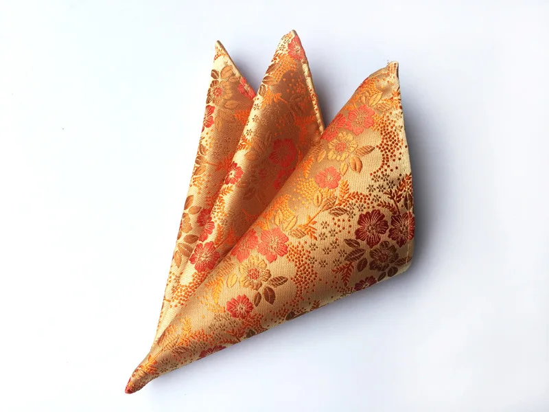 

CityRaider New Brand Designer Novelty Gold Yellow Paisley Floral Print Men's Silk Pocket Square For Mens Handkerchiefs LD082