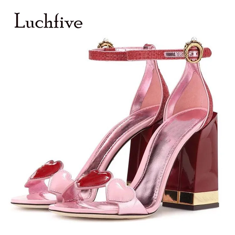 

2018 Heart Gladiator Sandals Woman Open Toe Rhinestone Pearl High Heel Shoes Women Fashion Party Shoes