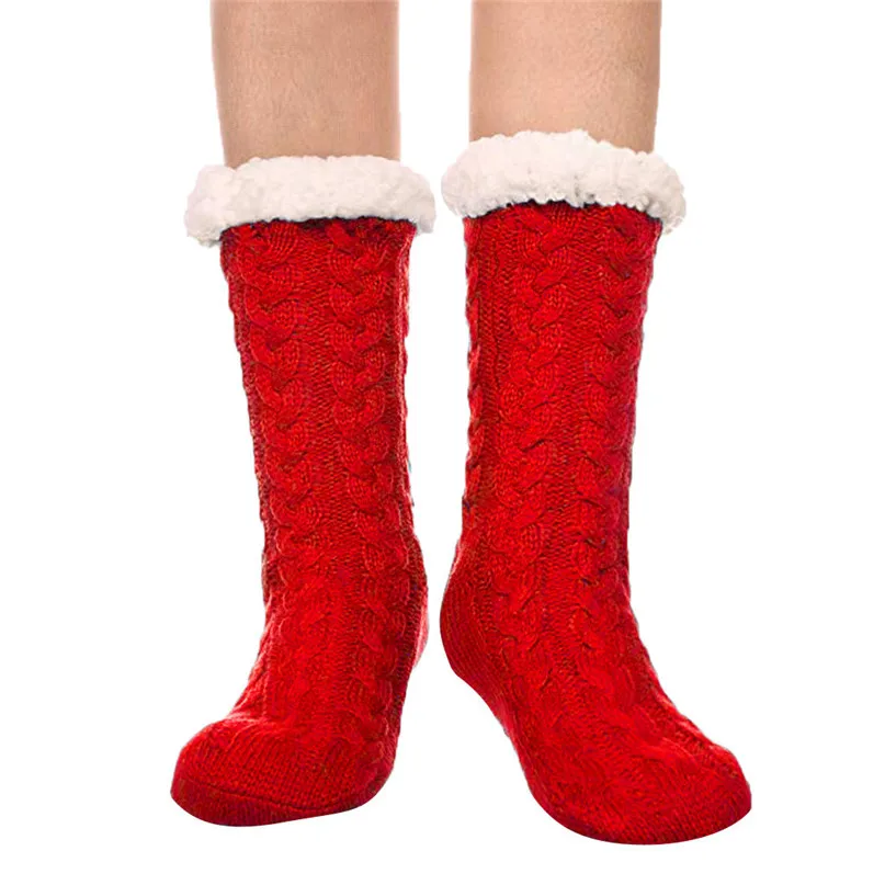 Skiing Socks Women Winter Super Soft Warm Cozy Fuzzy Fleece-lined Christmas Gift With Gripp #2d18 (2)