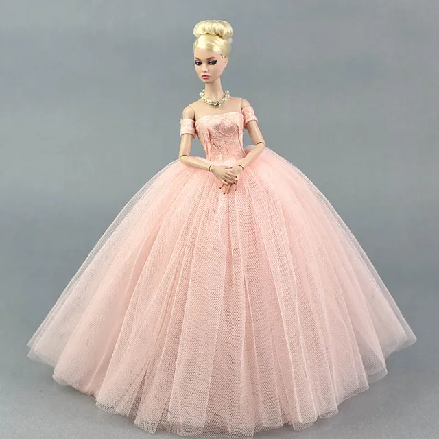 Pure White Wedding Dress for Barbie Doll Princess Evening Party Clothes Wears Long Dress Clothes