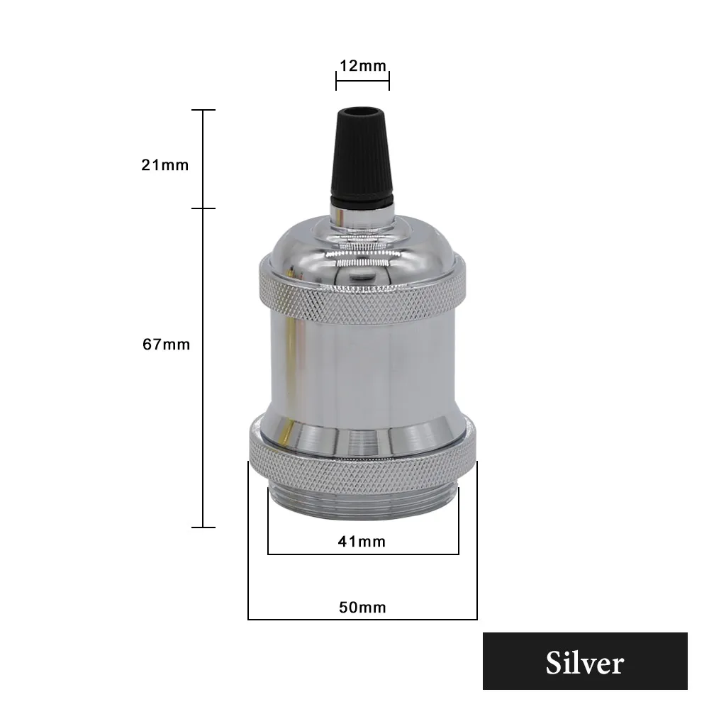 E27 Цоколи для ламп держатель алюминиевый дуй E27 разъем 85-265 в винтажный Ретро держатель лампы Эдисона Декор подвесной светильник подвесные светильники - Цвет: E27 Base Silver