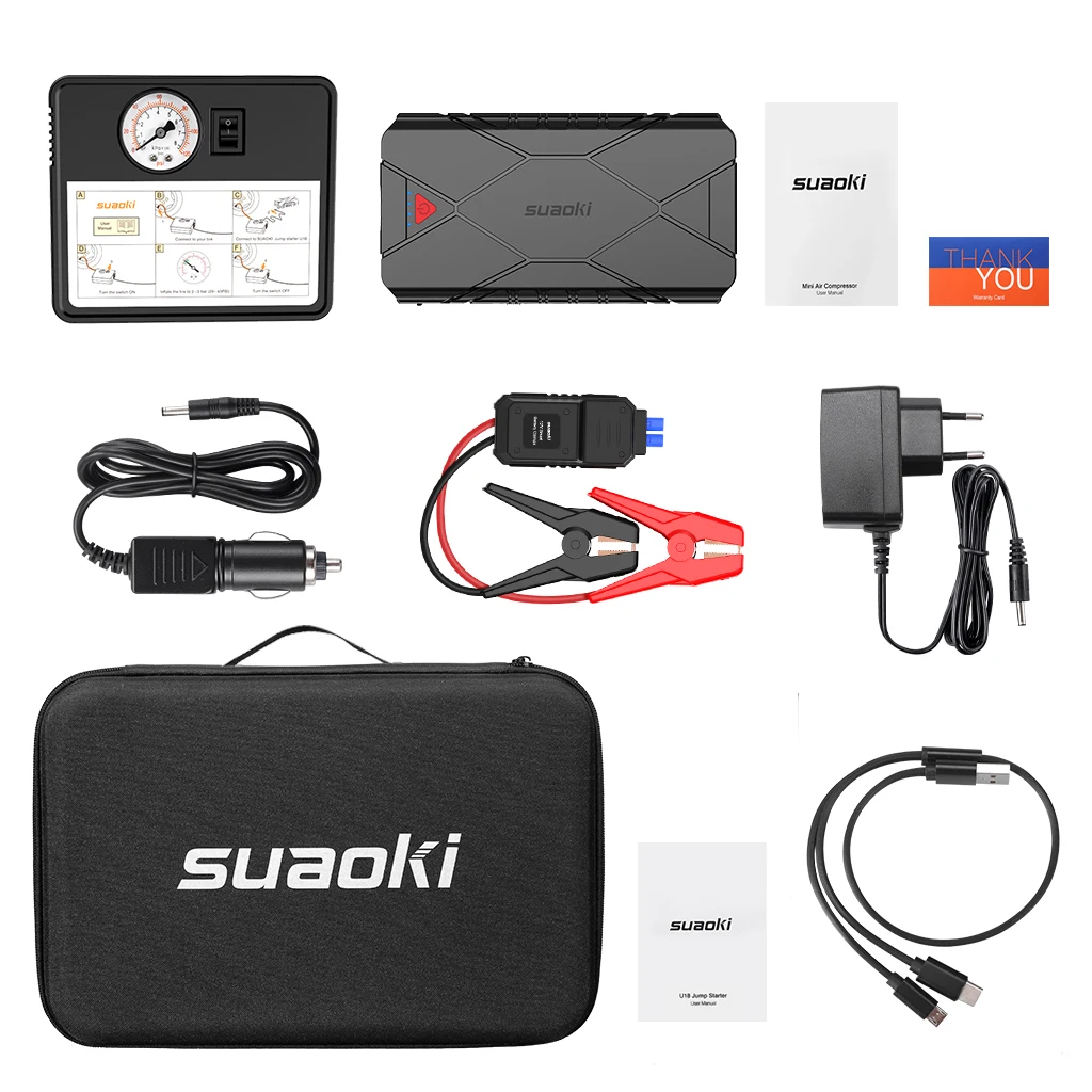 SUAOKI U18 1200A пиковый 16000mAh портативный стартер скачка автомобиля (до 7.0L газ или 5л