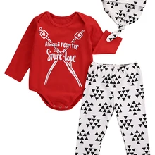 Модная одежда для детей, Детская мода для мальчиков и девочек костюм Новорожденные комплекты одежды Длинные рукава красные Топы+ штаны-леггинсы шапочка, комплект из 3 предметов, зимняя одежда для детей, костюм