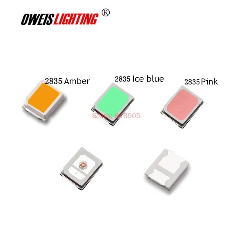 100 шт. 2835 0 2 Вт SMD светодиодный красный желтый (обратная полярность) Янтарный Синий