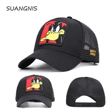 Летние сетчатые бейсболки животное утка аниме милый кролик вышивка для женщин мужчин открытый папа грузовик головной убор для водителя Лето gorras