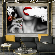Современные абстрактные плакаты-портреты и принты настенные художественные картины на холсте женские дымовые деньги картина маслом на стене креативный Декор