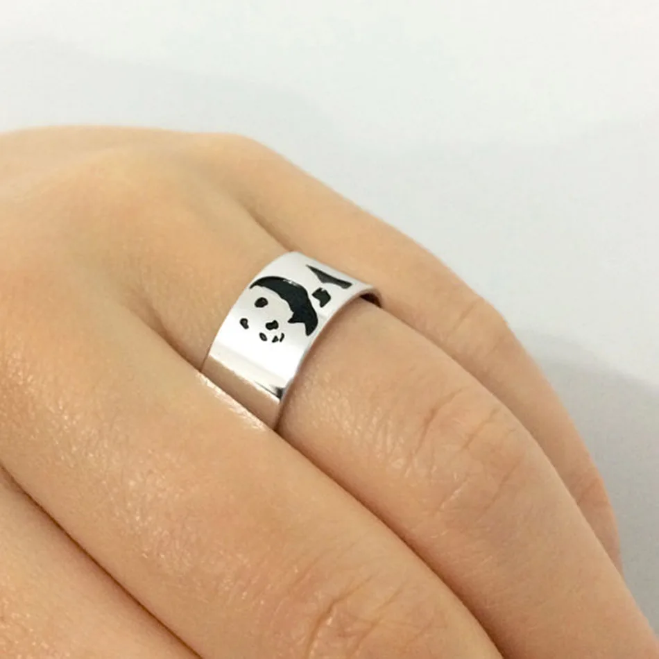 Liumo Chinese Style Panda Women Men 316L Stainless Steel Fashion Ring Lr732