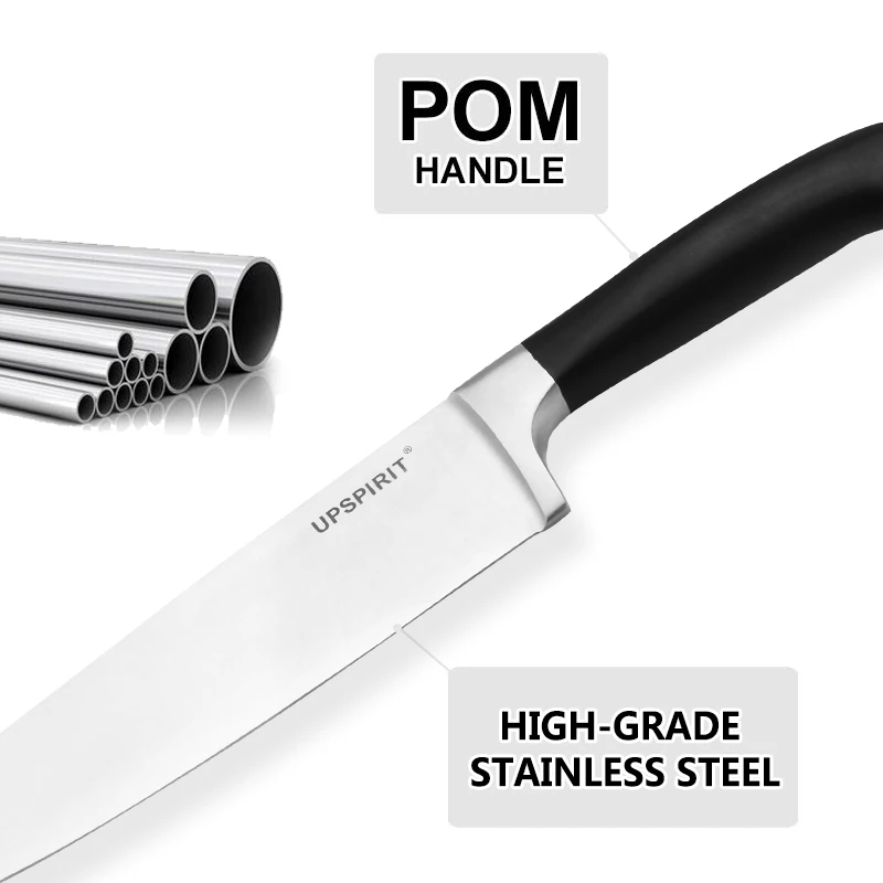  Hot 5Pcs/set Stainless Steel Kitchen Knives POM Black Handle Bread Chef Knives Slicing Utility Pari - 2048244157