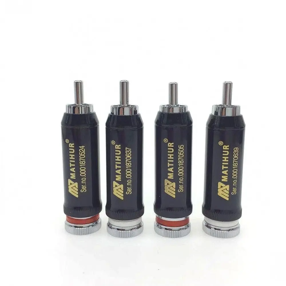 Hi-end Matihur silver RCA plug lock Soldering Audio//Video plugs connectors 4pc