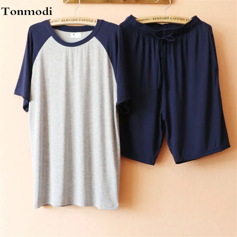 Пижамный комплект Мужская одежда для сна летняя Модальная Пижама с коротким