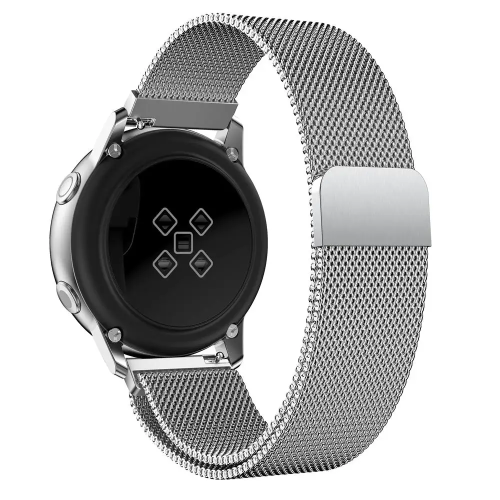 20 мм ремешок для часов из нержавеющей стали Миланский магнитный браслет на запястье для samsung Galaxy Watch Active gear S2 Sport Amazfit Bip