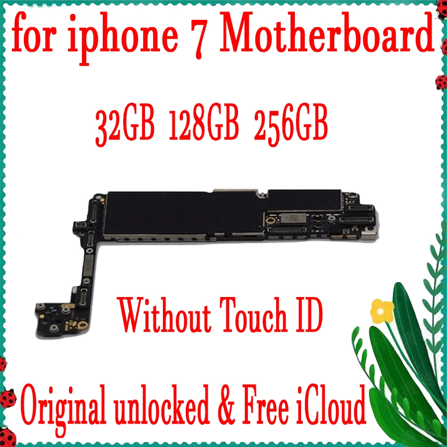 Factory Unlock Original Motherboard For iPhone 7 4.7inch No Touch ID Mainboard IOS Installed