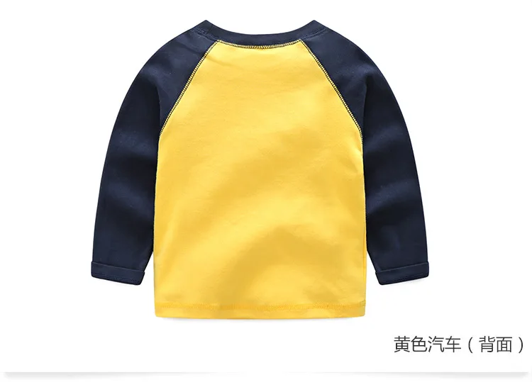 2018 Spring Autumn For 2-9 10 Years Children Cotton Striped Patchwork Cartoon Car Bus Truck Baby Kids Boys Long Sleeve T Shirts (19)