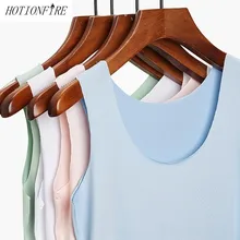 Женский жилет без следа из шелка со льдом весна лето база тонкий стиль молочный шелк Спортивная скорость сухая одежда перевязь для бега крутой женский жилет