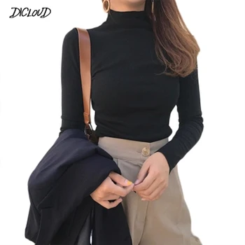 

Autumn Turtleneck Skinny Sweater Women 2018 Harajuku Thin Stretch Slim Knit Tops Ladies Casual Long Sleeves Black Pullovers