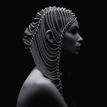 Преувеличенная Золотая/серебряная цепочка диадемы для женщин, панк, вечерние, для сцены, bijoux, многослойная цепочка на голову, головной убор, украшение для волос