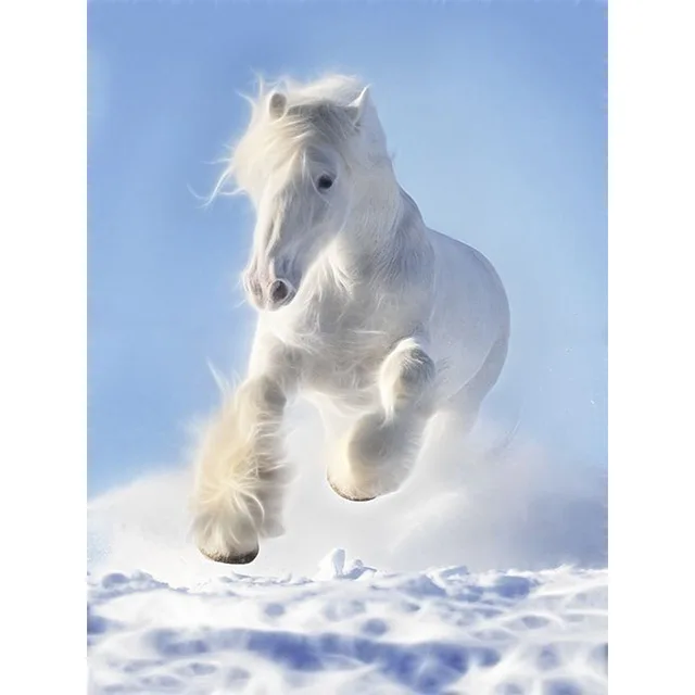 Diamond painting cross stitch Needlework mosaic embroidery 5D drill round diamond sets white horse wall sticker decoracion | Дом и сад