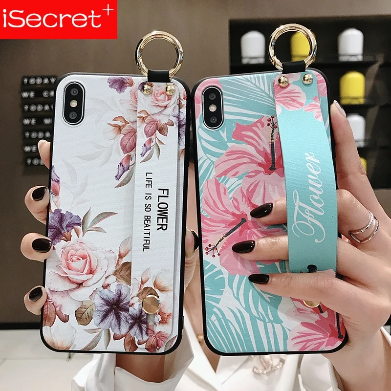 

Wrist Band Half Wrapped Case For Samsung Galaxy S10 S9 S8 Plus S10e Note 9 8 Wrist Strap Soft TPU Back Cover Luxury Stand Coque