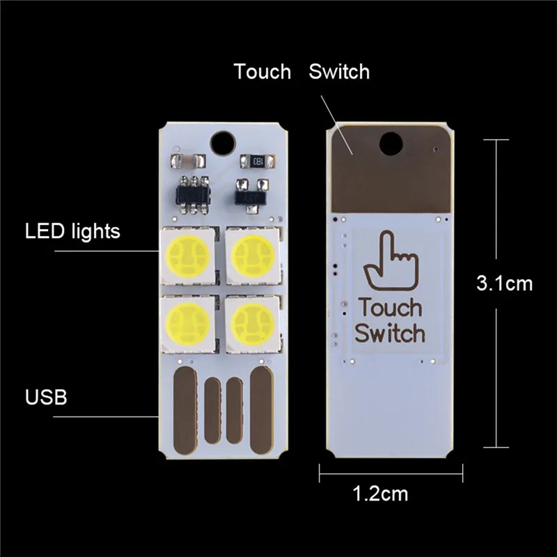 3 шт./компл. DC 5V 4LED Usb настольная лампа Мощность банка книга ночной Светильник Новинка лампы с сенсорной панелью для регулировки Яркость Тетрадь чтение светильник