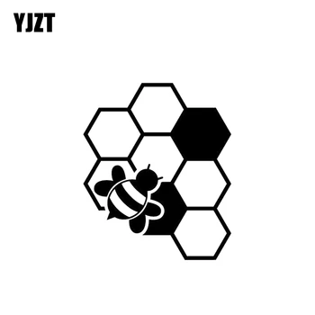 

YJZT 12CM*14.3CM Lovely Honeybee Honeycomb Honey Nectar Vinyl Car Sticker Black/Silver C19-0009