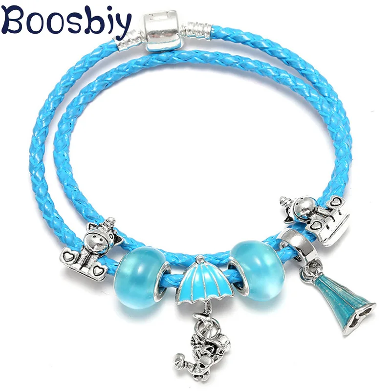 

Boosbiy Hot Sale Cute Cartoon Style Charm Bracelet For Women Kids With Blue Unicorn Beads DIY Pandora Bracelet Fashion Jewelry